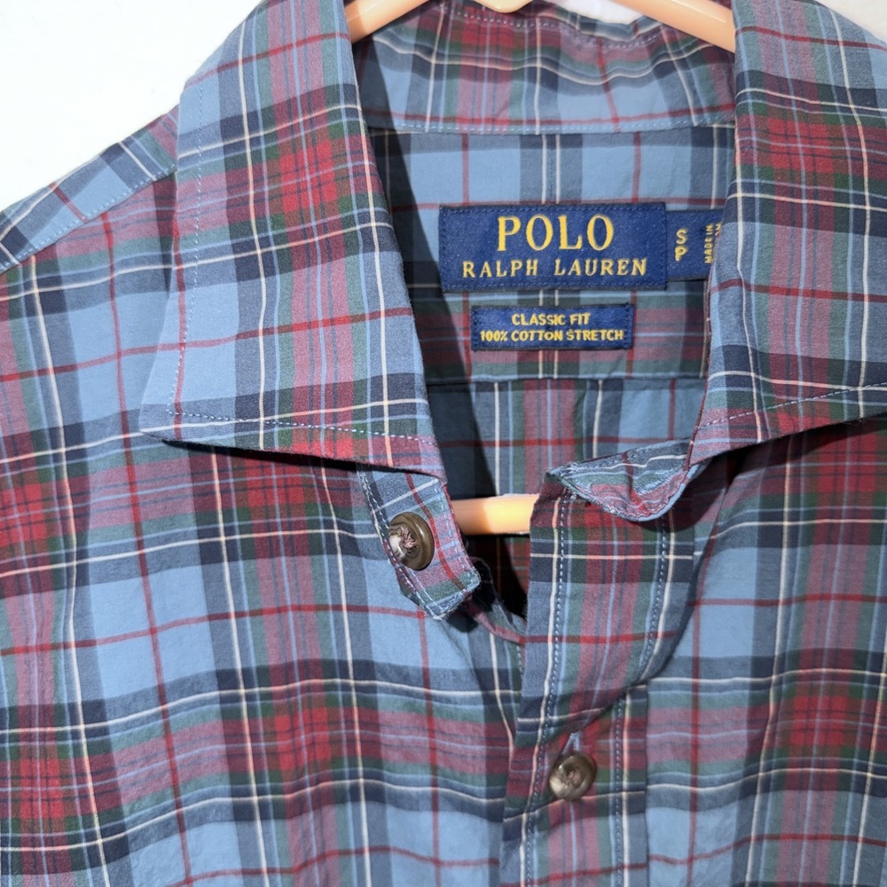 Ralph Lauren Classic Fit Red/Blue Plaid Long Sleeve Button Down Shirt Men's SP